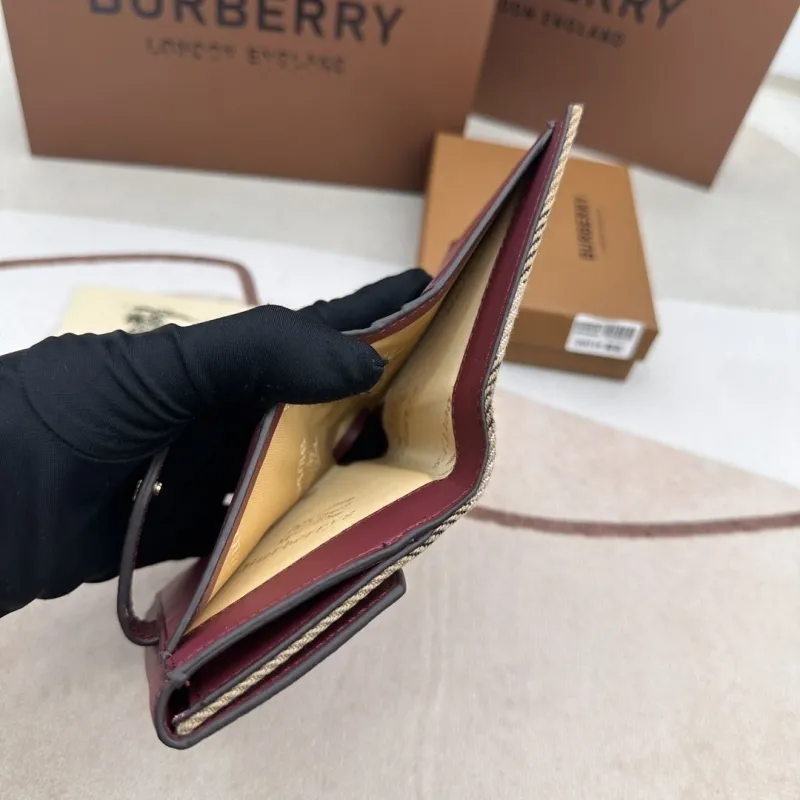 Burberry 2601 Maroon Check Small Wallet - Image 8