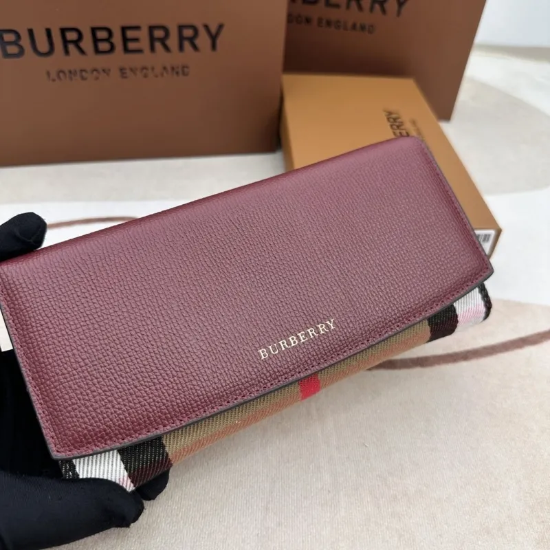 Burberry Burgundy Leather Long Wallet 3957 - Image 3