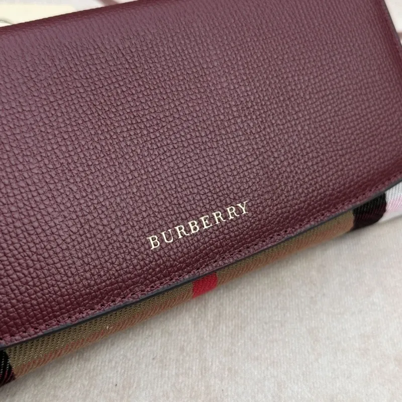 Burberry Burgundy Leather Long Wallet 3957 - Image 4