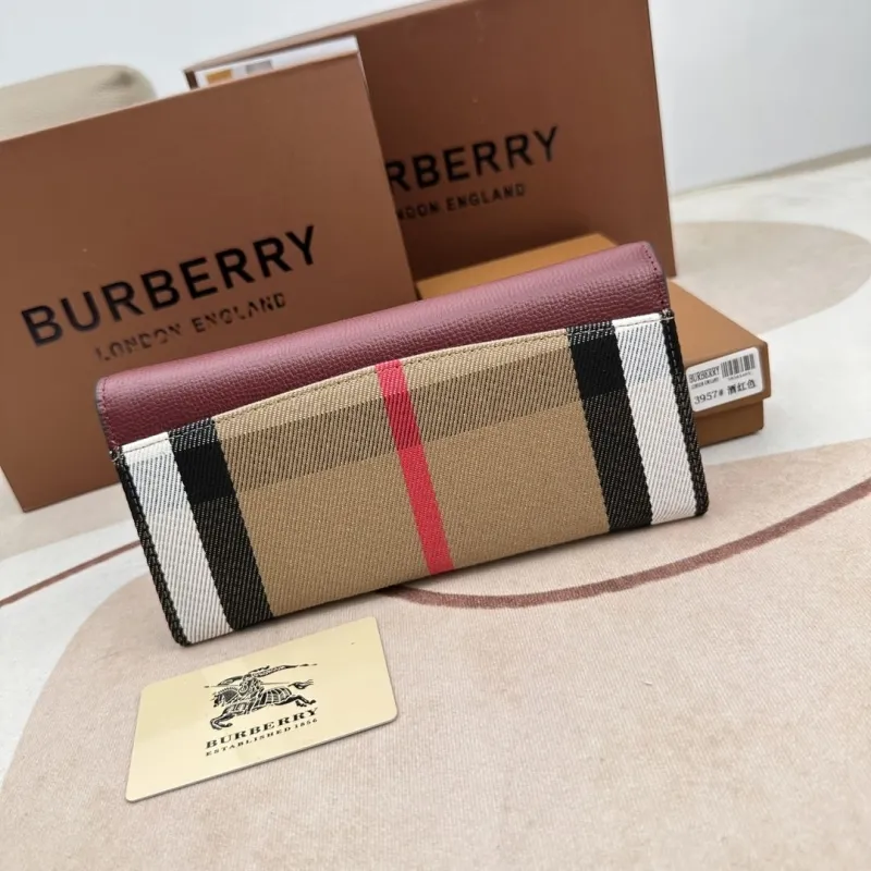 Burberry Burgundy Leather Long Wallet 3957 - Image 5