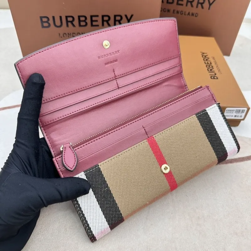 Burberry Burgundy Leather Long Wallet 3957 - Image 6
