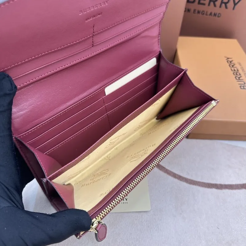 Burberry Burgundy Leather Long Wallet 3957 - Image 7