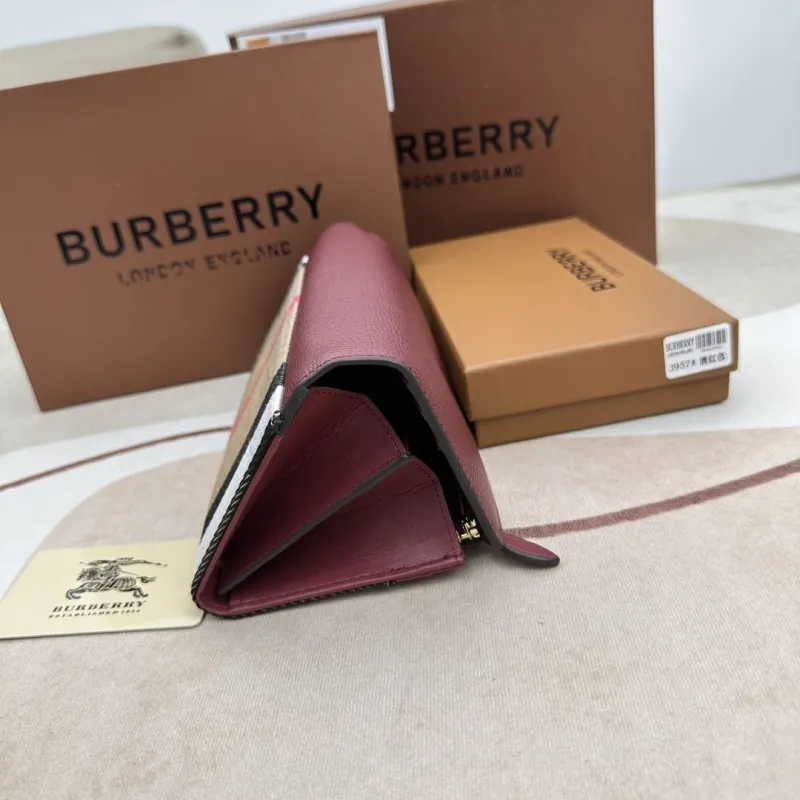 Burberry Burgundy Leather Long Wallet 3957 - Image 9