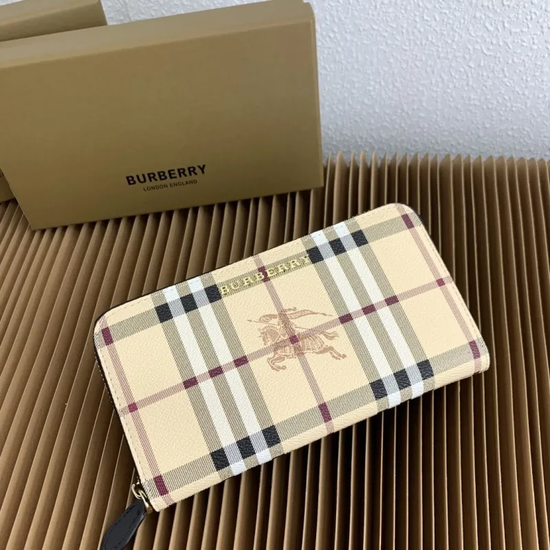 Burberry Haymarket Check Zip Around Wallet Wallets-52