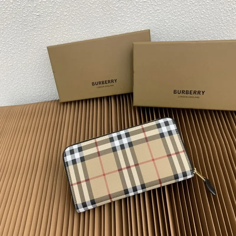 Burberry Vintage Check Zip Around Wallet