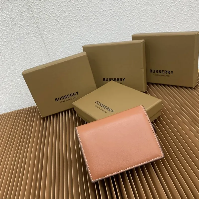 Burberry Tan Leather Compact Wallet 58 - Image 3