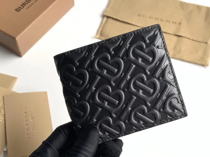 Burberry Black TB Monogram Leather Bifold Wallet - Image 3