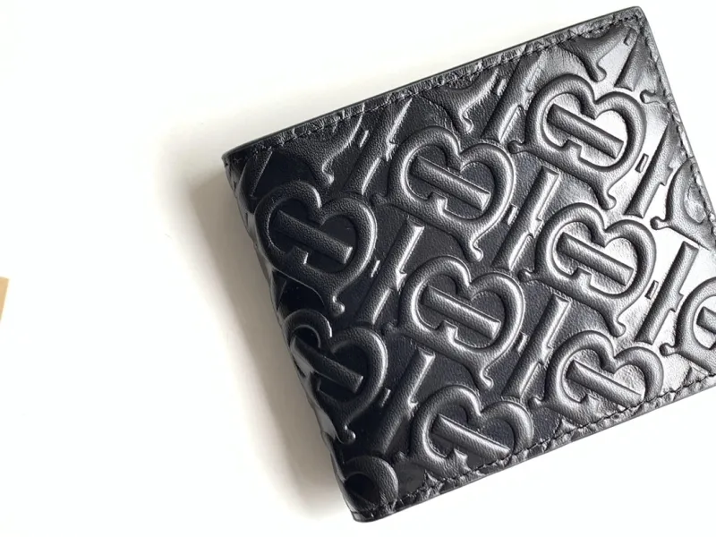 Burberry Black TB Monogram Leather Bifold Wallet - Image 4