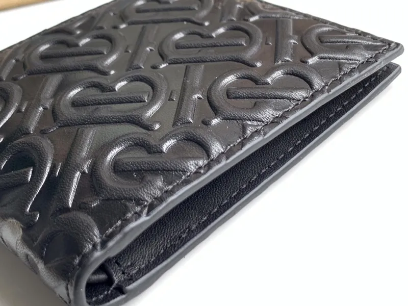 Burberry Black TB Monogram Leather Bifold Wallet - Image 5