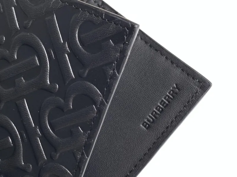 Burberry Black TB Monogram Leather Bifold Wallet - Image 6