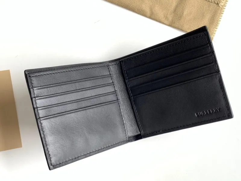 Burberry Black TB Monogram Leather Bifold Wallet - Image 7