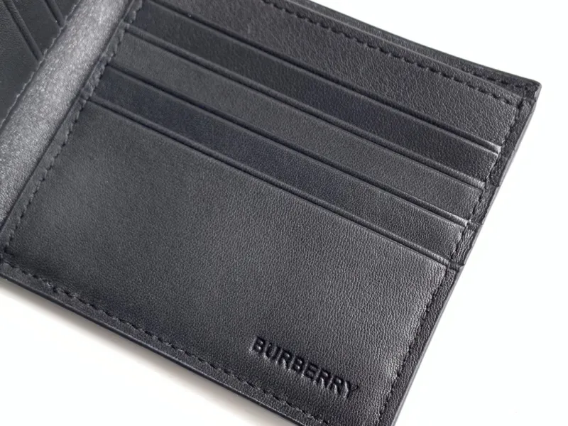 Burberry Black TB Monogram Leather Bifold Wallet - Image 9