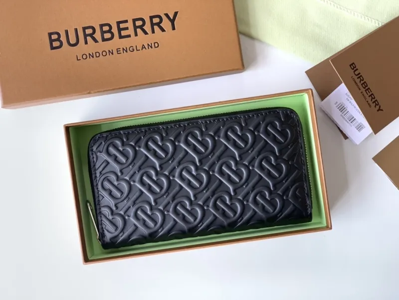Burberry Black Monogram Zip Around Wallet