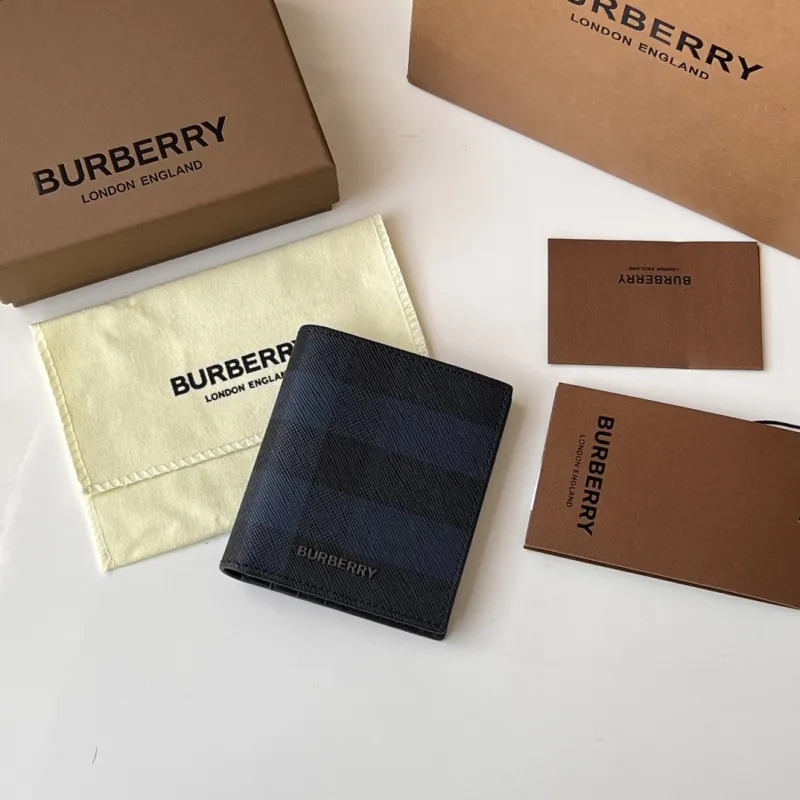 Alternative view of Burberry Dark Blue Check Bifold Leather Wallet
