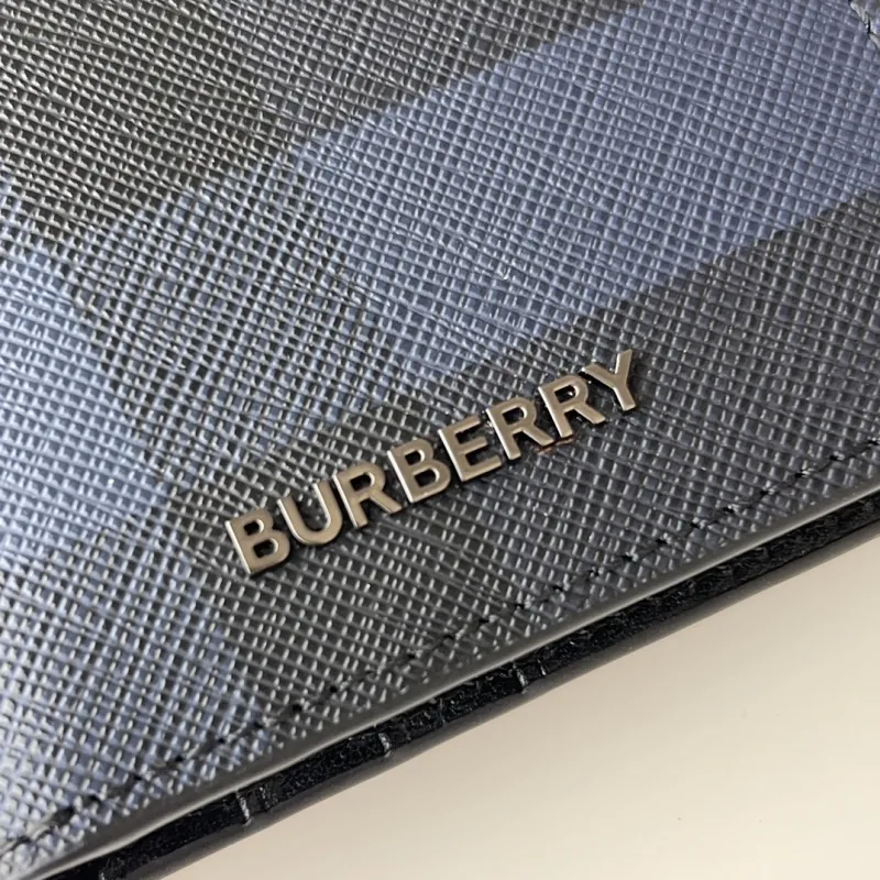 Burberry Dark Blue Check Bifold Leather Wallet - Image 5