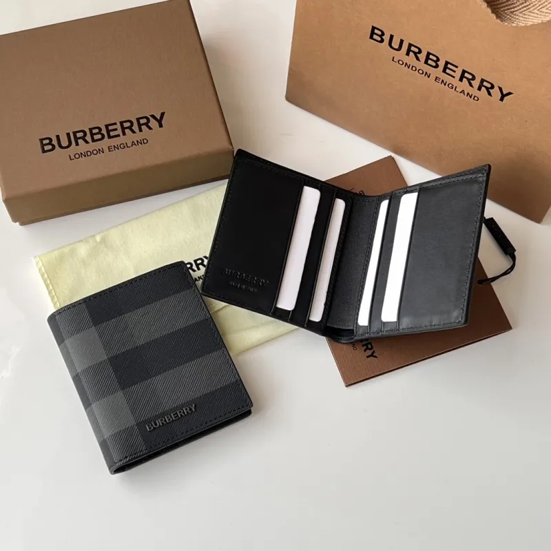 Burberry Black Check Bifold Wallet
