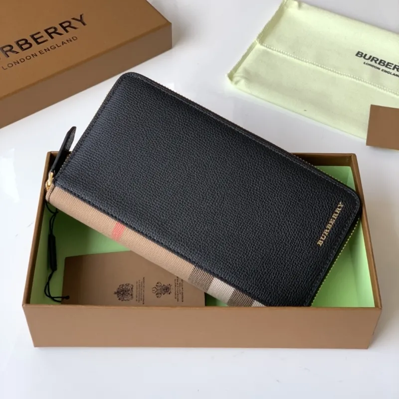 Alternative view of Burberry Black Check Zip Around Wallet