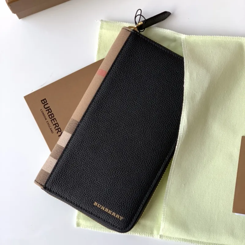 Burberry Black Check Zip Around Wallet - Image 3