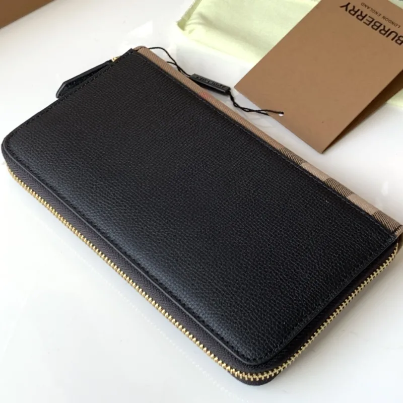 Burberry Black Check Zip Around Wallet - Image 5