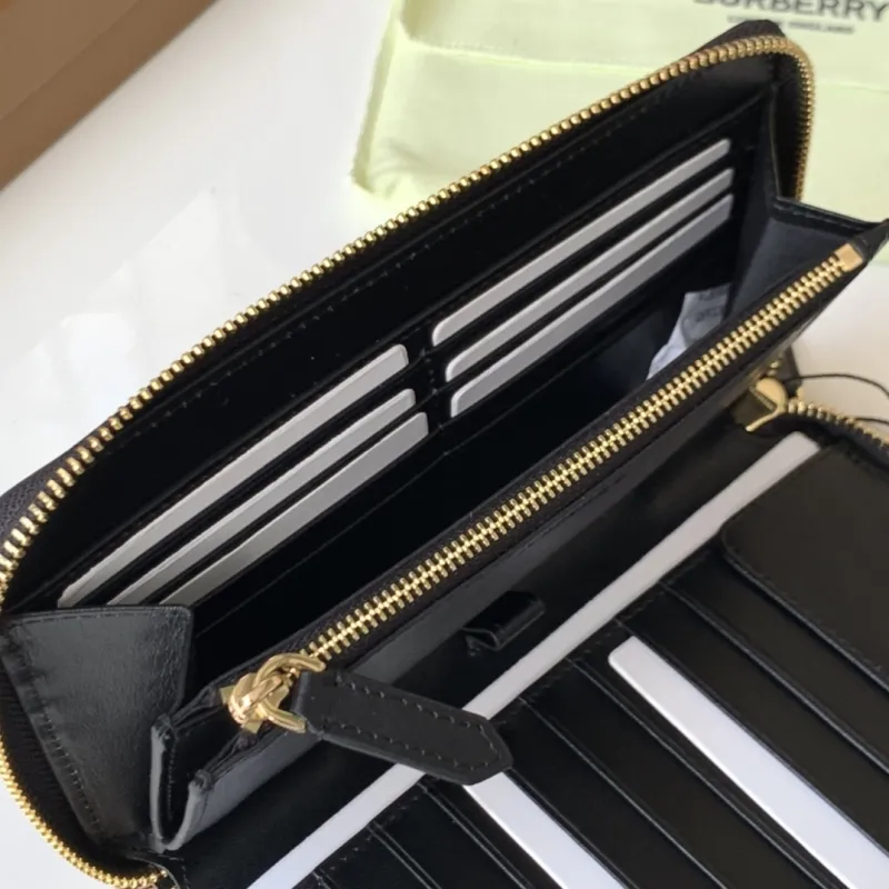 Burberry Black Check Zip Around Wallet - Image 8