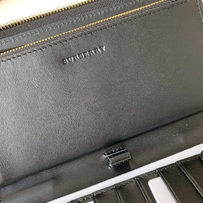 Burberry Black Check Zip Around Wallet - Image 9