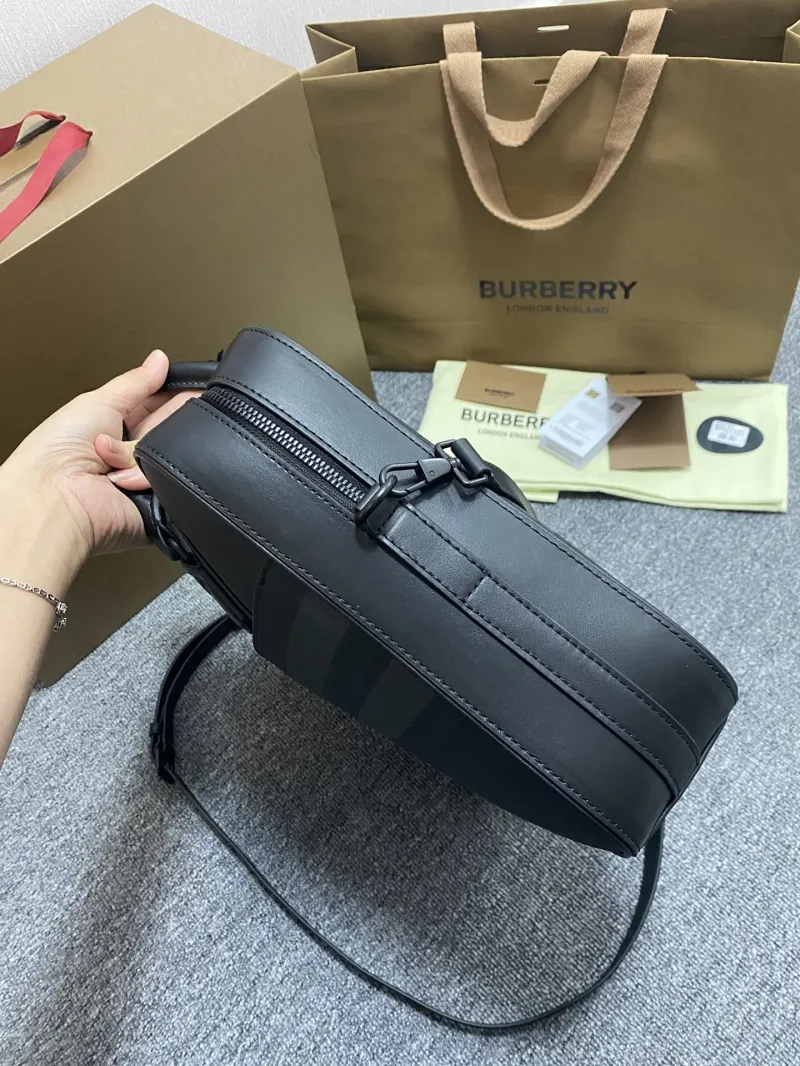 Burberry Men's Charcoal Check Briefcase - Image 6