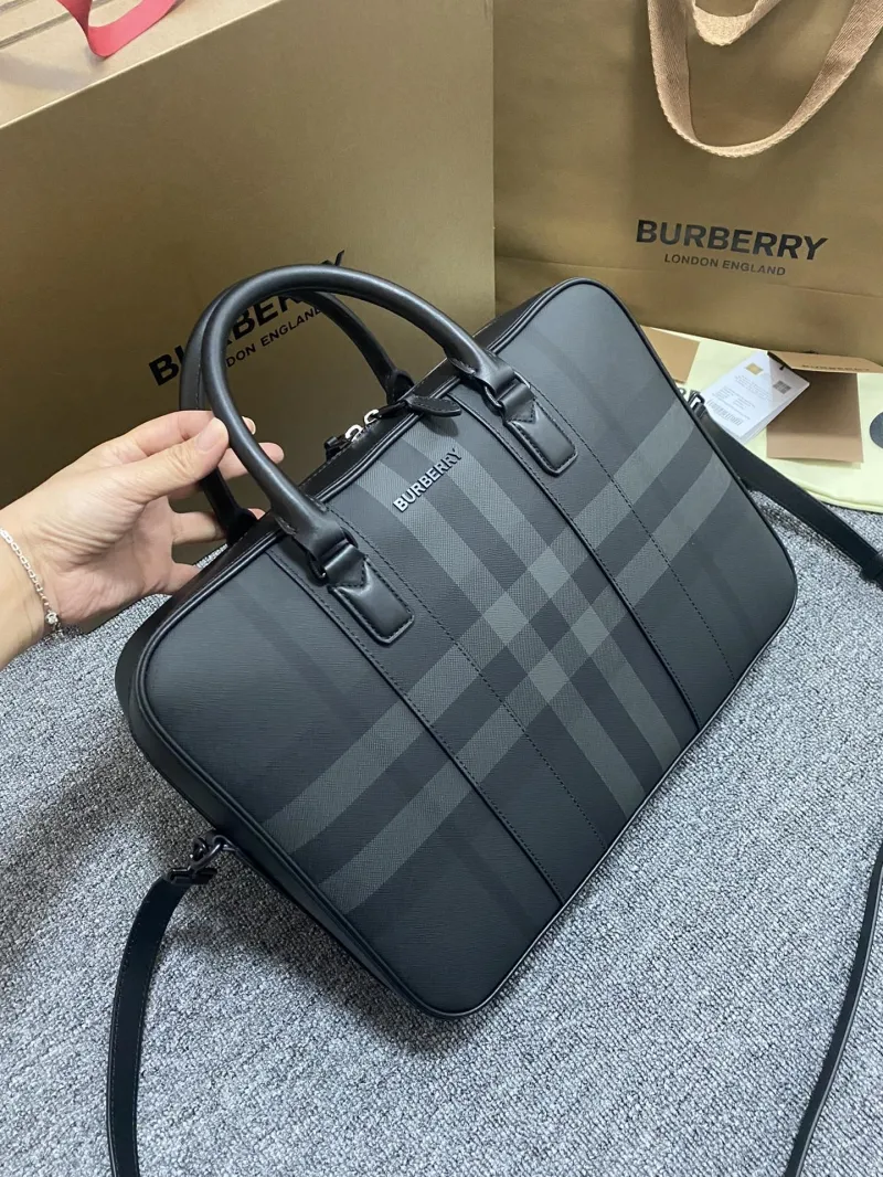 Burberry Men's Dark Check Briefcase - Image 3