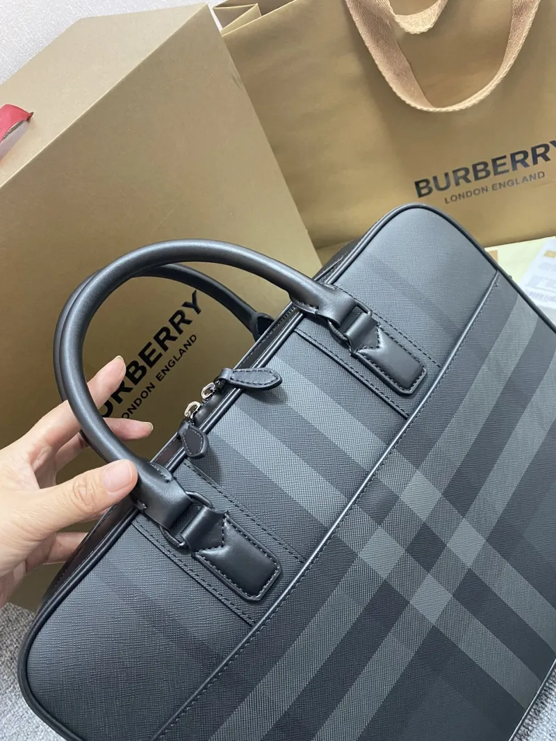 Burberry Men's Dark Check Briefcase - Image 4