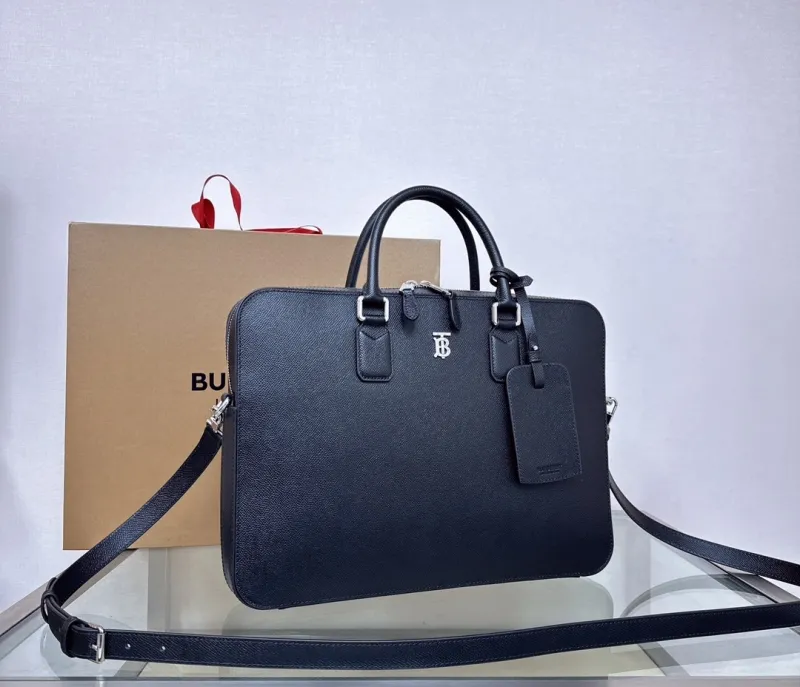 Burberry Men's Black Leather Briefcase - Image 3