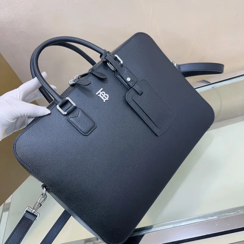 Burberry Men's Black Leather Briefcase - Image 4
