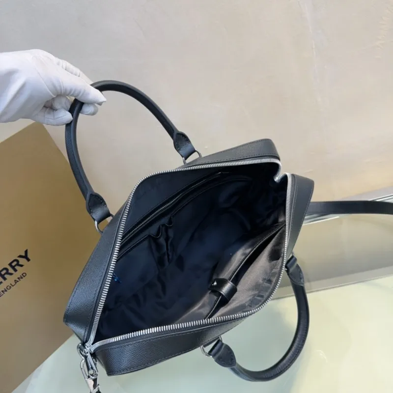 Burberry Men's Black Leather Briefcase - Image 8