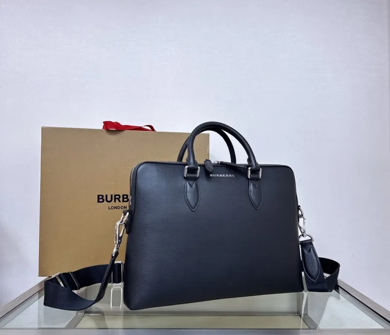 Burberry Black Men's Leather Briefcase - Image 3
