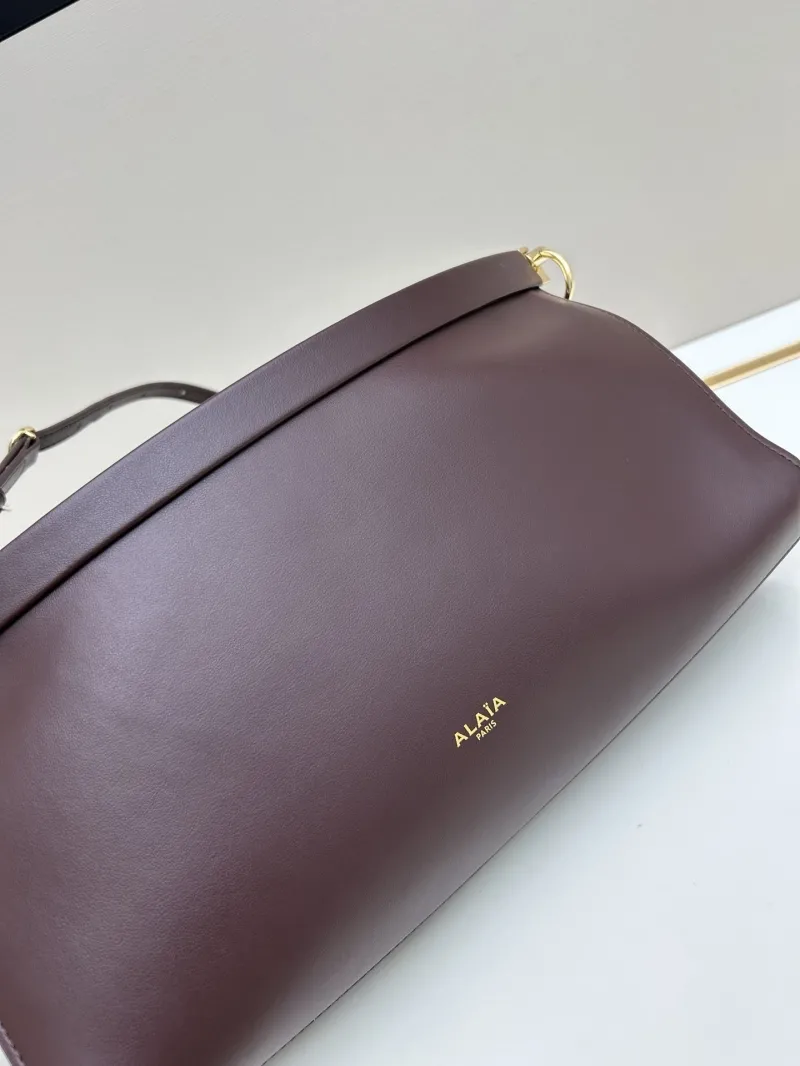 ALAIA Dark Brown Leather Top Handle Crossbody Bag - Image 4