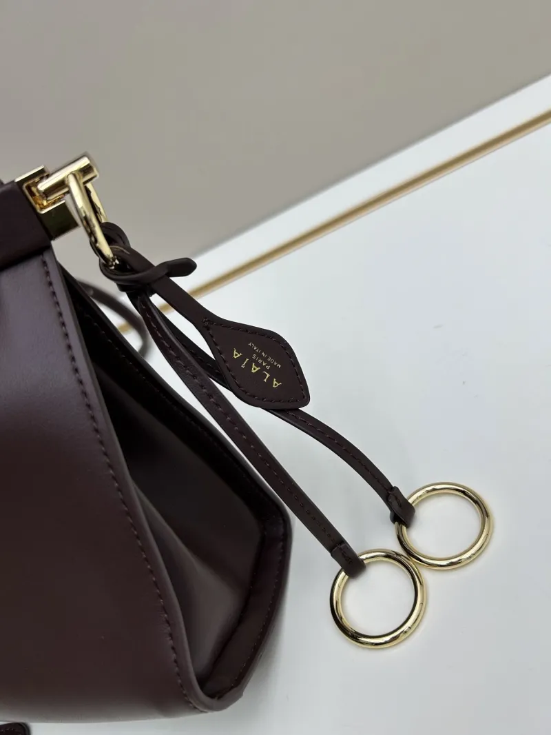 ALAIA Dark Brown Leather Top Handle Crossbody Bag - Image 5