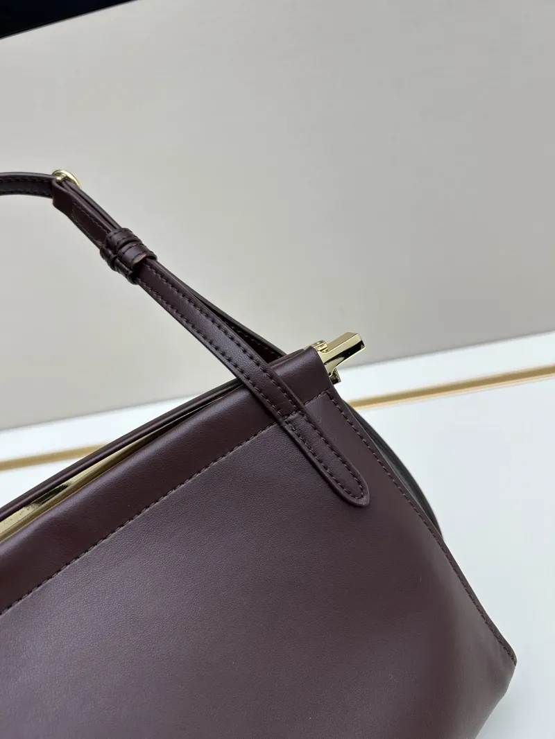 ALAIA Dark Brown Leather Top Handle Crossbody Bag - Image 6