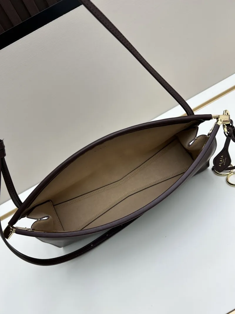 ALAIA Dark Brown Leather Top Handle Crossbody Bag - Image 7