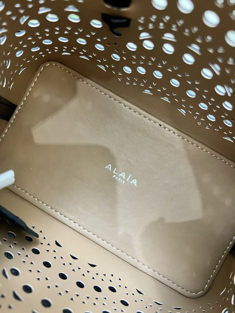 Alaia Black Perforated Mini Shopping Tote Bag - Image 9