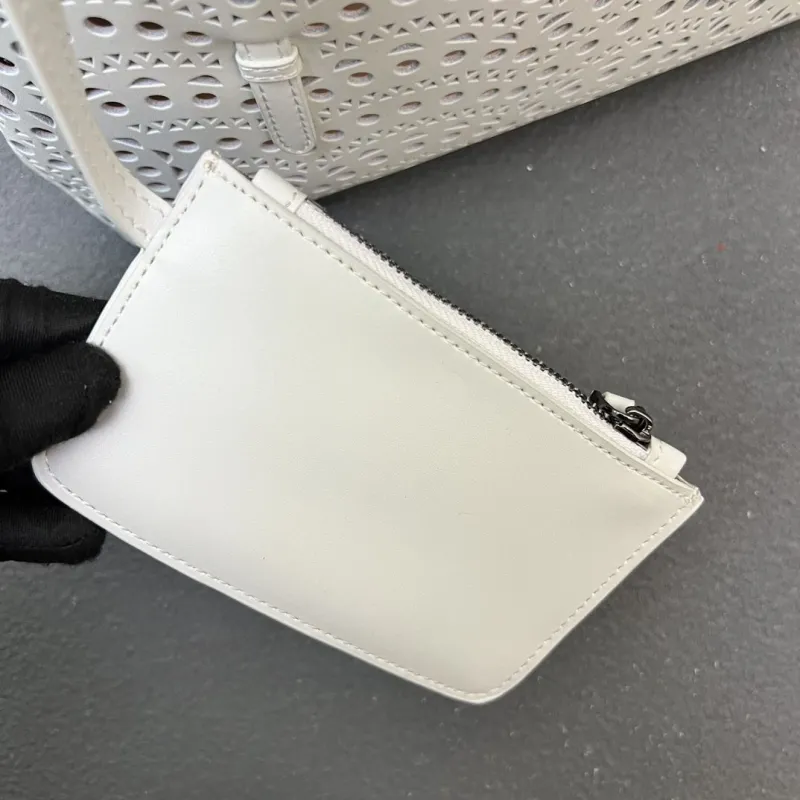 Alaia White Laser Cut Tote Bag with Small Pouch - Image 6