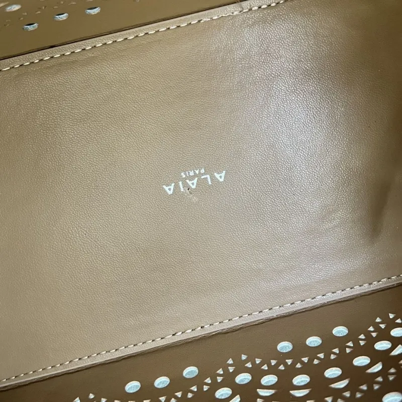 Alaia White Laser Cut Tote Bag with Small Pouch - Image 9