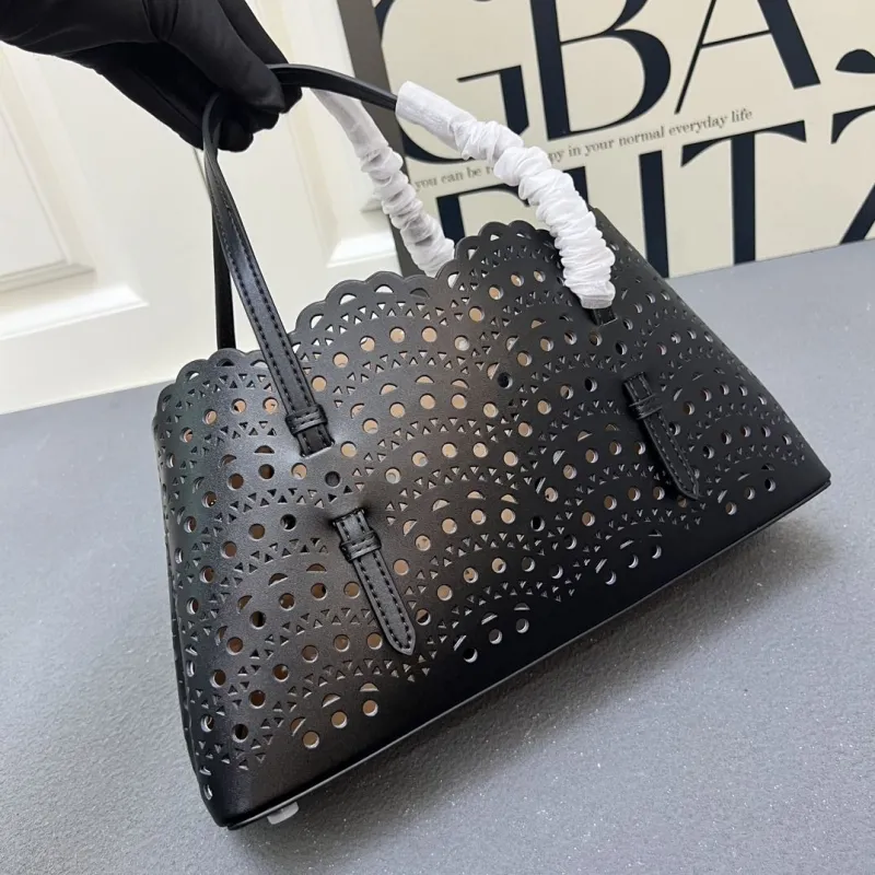 Alaia Black Perforated Tote Bag 1W8802 - Image 4