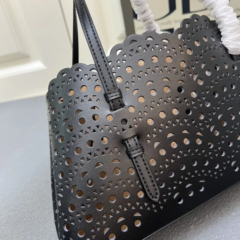 Alaia Black Perforated Tote Bag 1W8802 - Image 5
