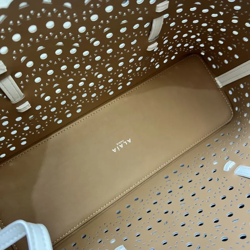 Alaia White Perforated Tote Handbag with Pouch 1W8802 - Image 9