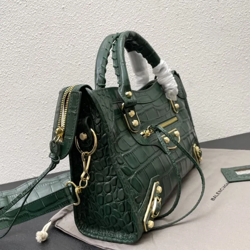 Balenciaga Classic City 30cm Green Croc Embossed Handbag - Image 5