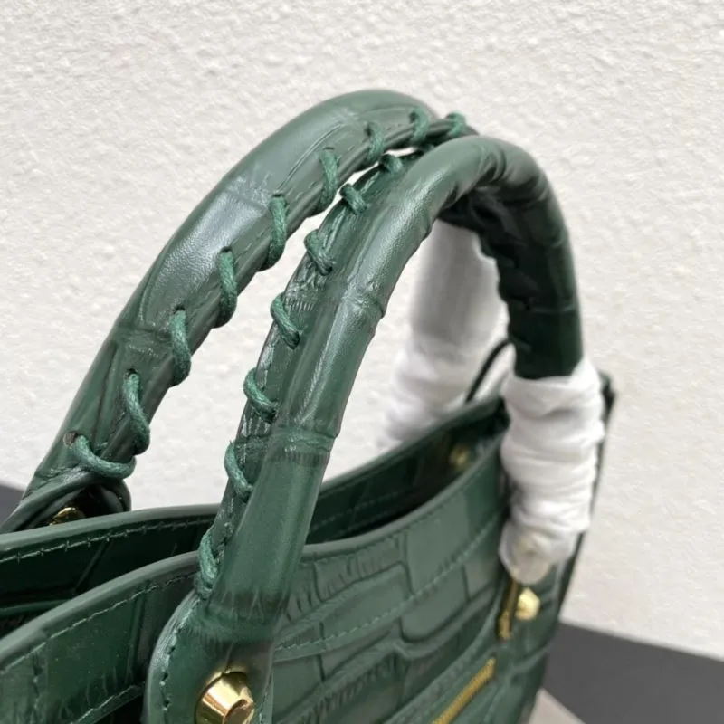 Balenciaga Classic City 30cm Green Croc Embossed Handbag - Image 6