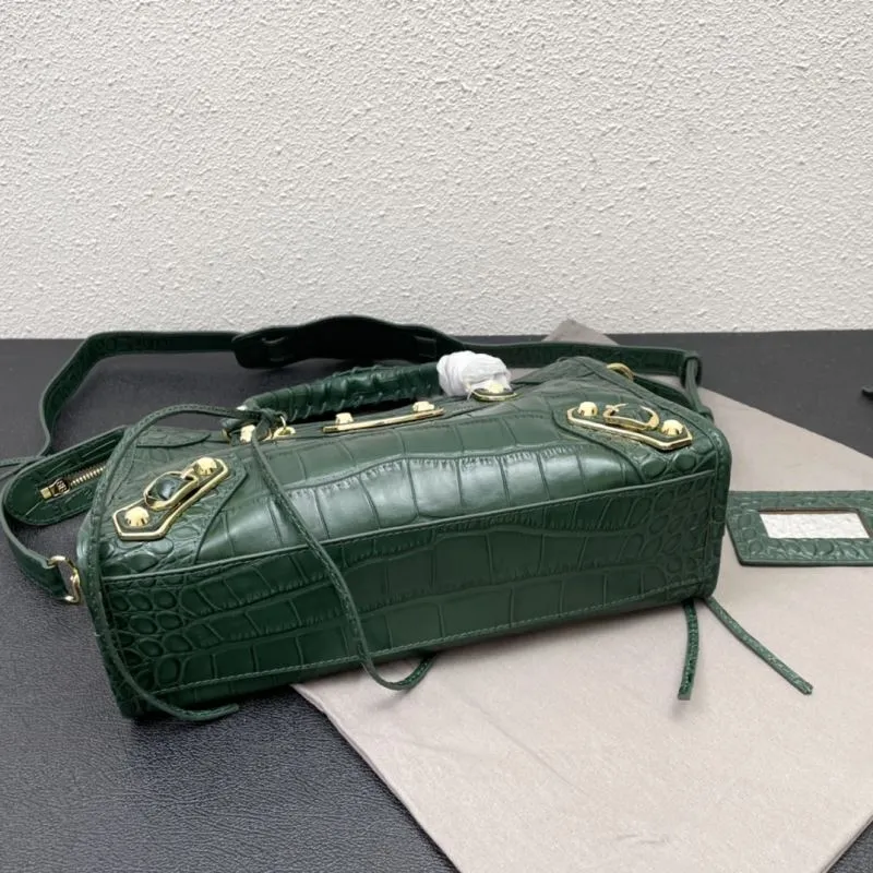 Balenciaga Classic City 30cm Green Croc Embossed Handbag - Image 7