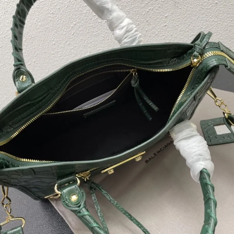 Balenciaga Classic City 30cm Green Croc Embossed Handbag - Image 8