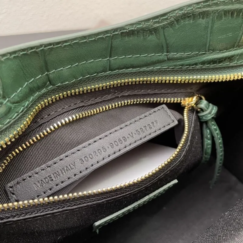 Balenciaga Classic City 30cm Green Croc Embossed Handbag - Image 9