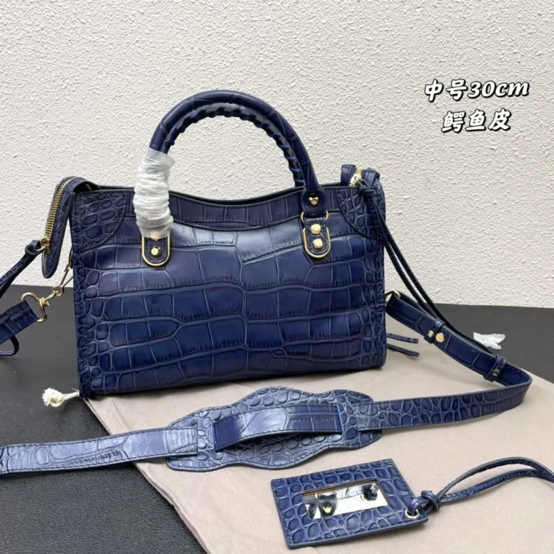 Alternative view of Balenciaga Classic City Medium Navy Crocodile Handbag