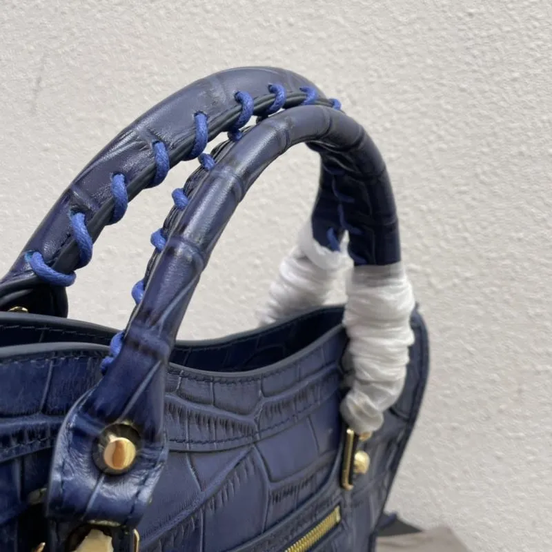 Balenciaga Classic City Medium Navy Crocodile Handbag - Image 6