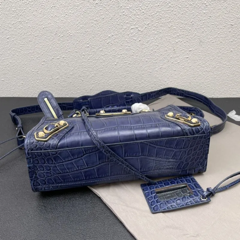 Balenciaga Classic City Medium Navy Crocodile Handbag - Image 7